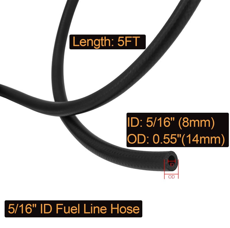 CMOOD 5/16"" ID Fuel Line Hose SAE 30R7  150 psi 5' Length Fuel Hose - Image 3